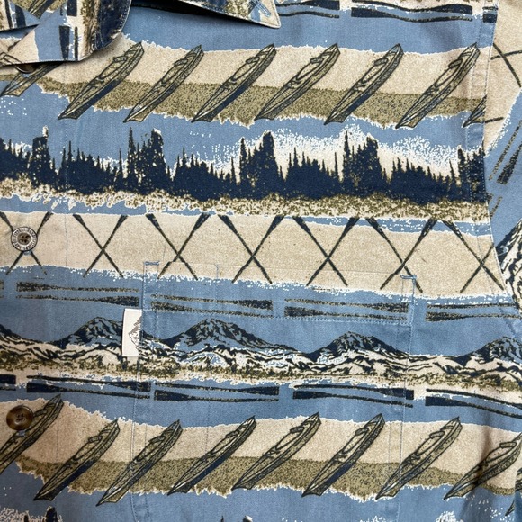 Outfitters Shirt Mens All Over Print Camp Mountain 100% Cotton Button Down Large - Picture 4 of 8